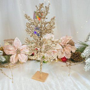 Rachel Zoe Stunning Jeweled Cluster Crystal Glass Gold Holiday Christmas Tree MD